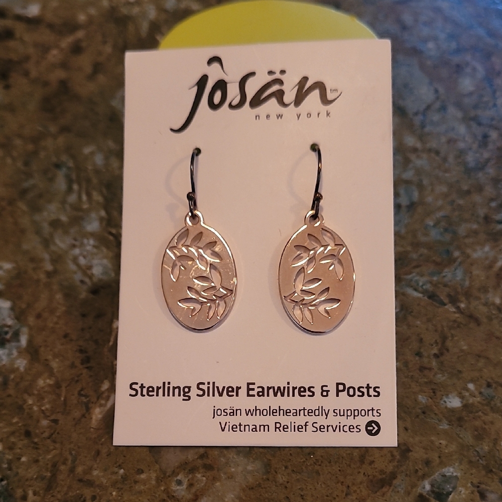Sterling Silver Leaf Design Earrings